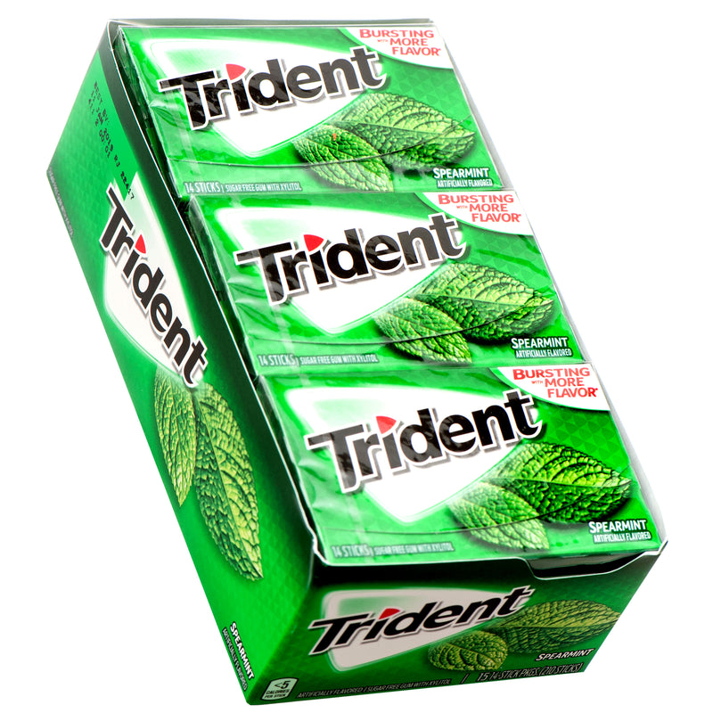 Trident Spearmint Chewing Gum, 14 Count (10 Pack)