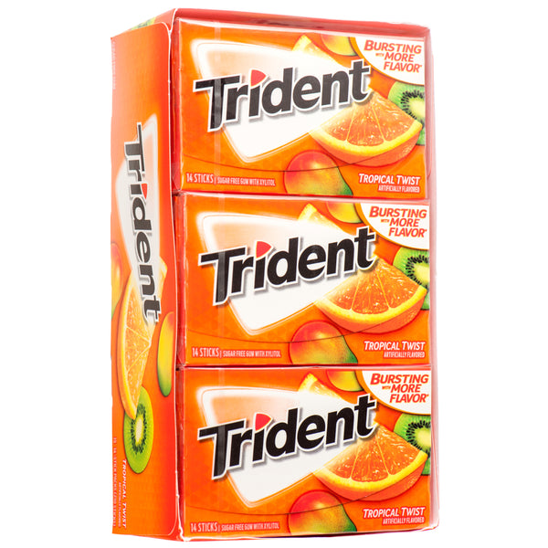 Trident Tropical Twist Chewing Gum, 14 Count (10 Pack)