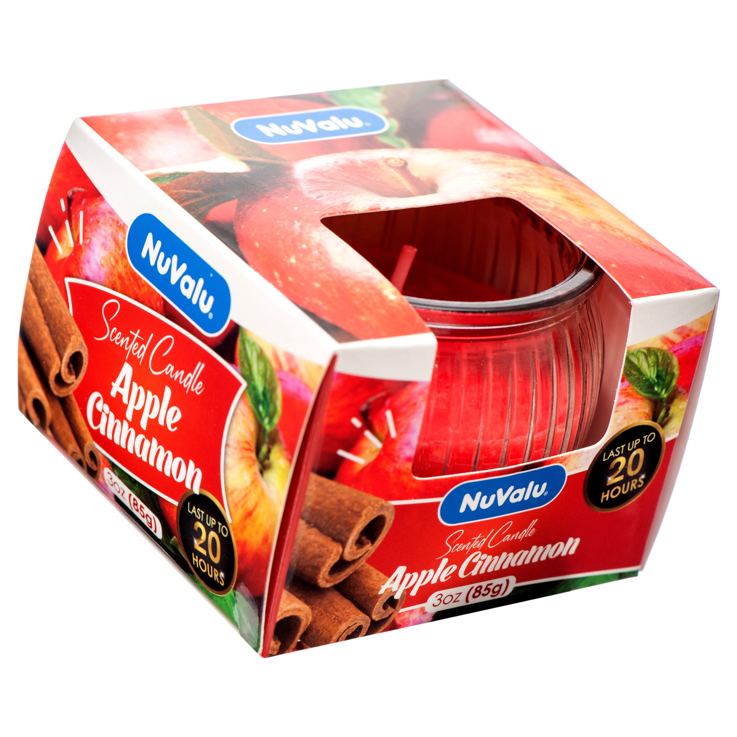 NuValu Scented Candle, Apple Cinnamon, 3 oz (12 Pack)