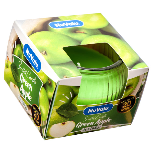 NuValu Scented Candle, Green Apple, 3 oz (12 Pack)