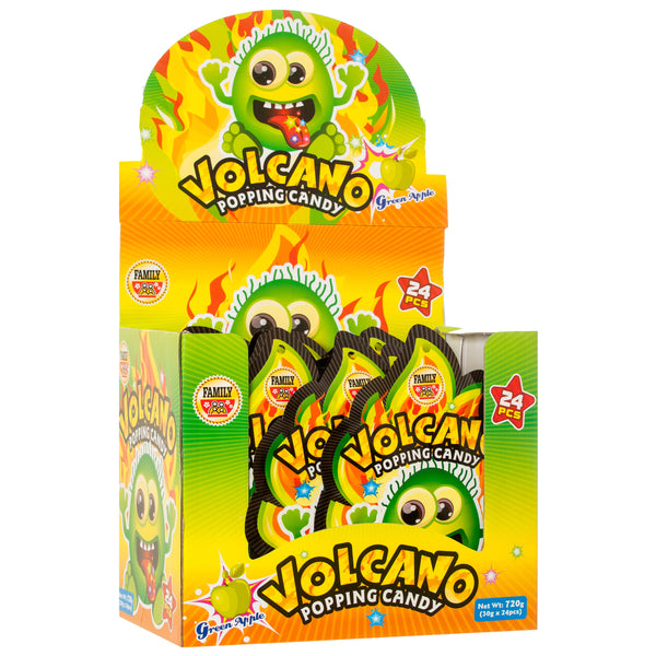 Volcano Popping Candy, Green Apple, 20 Count (24 Pack)