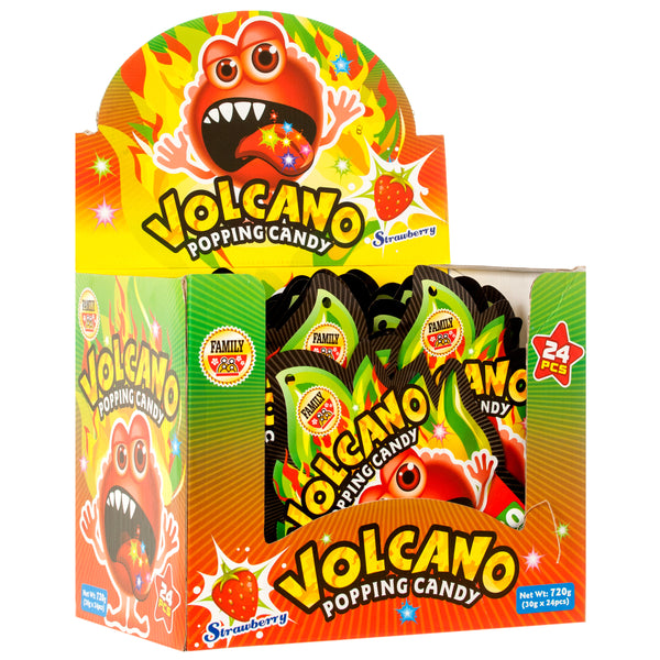 Volcano Popping Candy, Strawberry, 20 Count (24 Pack)