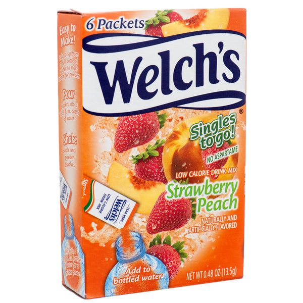 Welch's Singles-To-Go Drink Mix, Strawberry Peach, 6 Count (12 Pack)