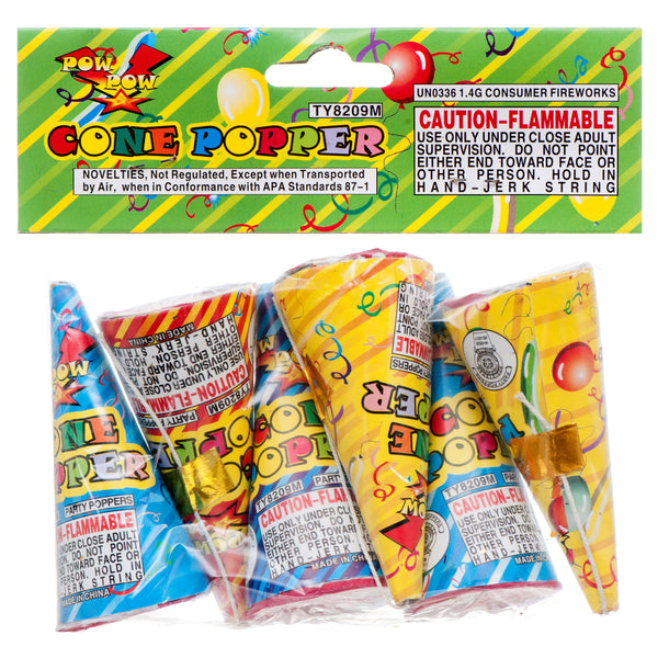 Cone Poppers 3" 6 Ct Asst Color (12 Pack)