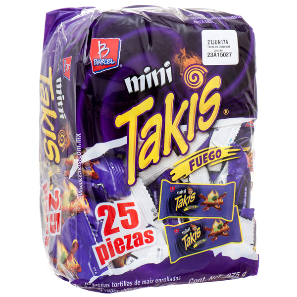 Takis Mini Fuego Hot Chili Pepper & Lime Tortilla Chips, 1 oz (75 Pack)