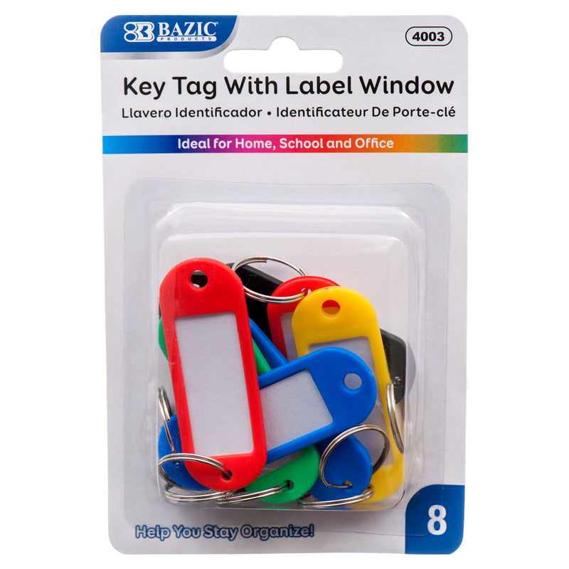 Key Tag w/ Label Window, 8 Count (24 Pack)