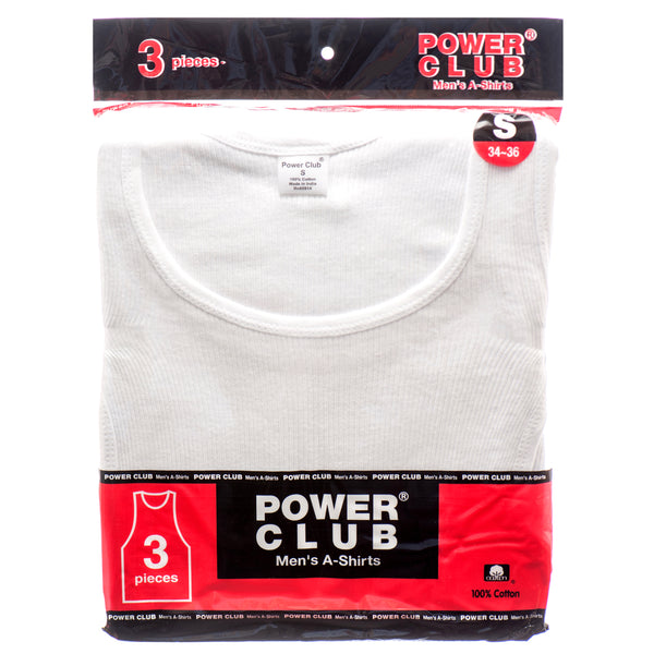 Power Club A-Shirt White Small 3Pk (4 Pack)