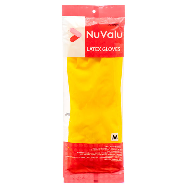 NuValu Yellow Latex Gloves, Medium (12 Pack)