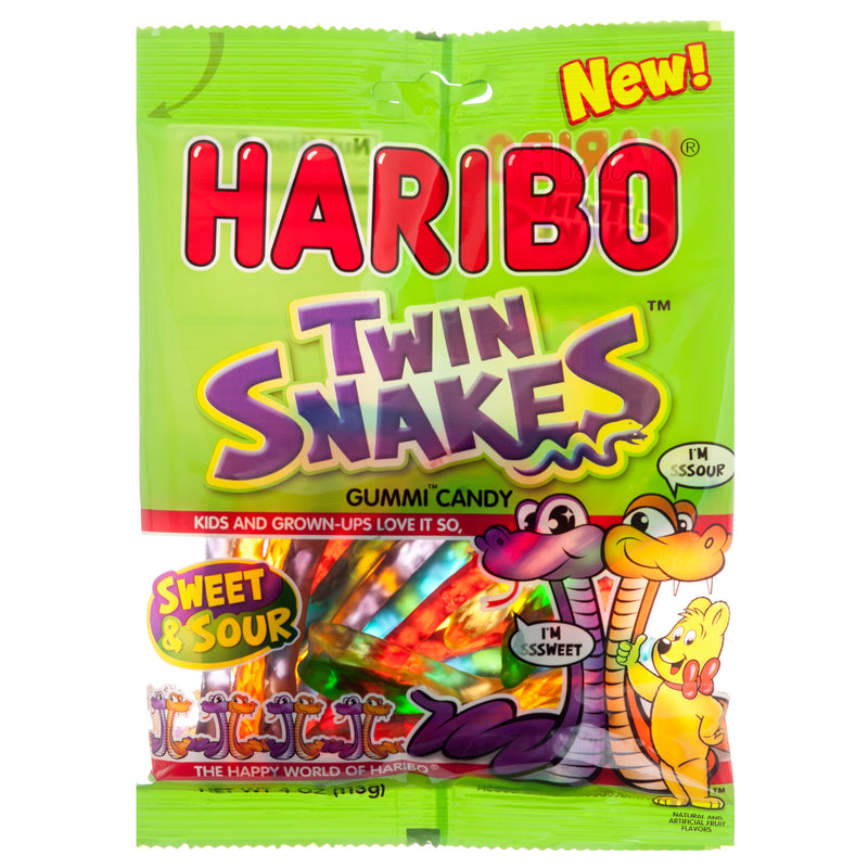 Haribo Twin Snakes Gummi Candy, 4 oz (12 Pack)