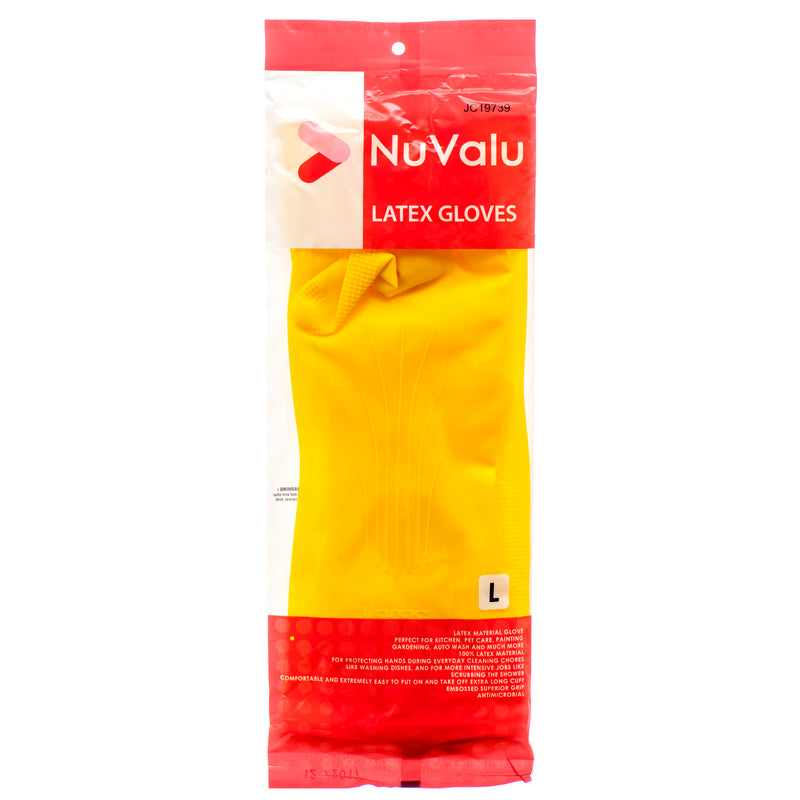 NuValu Yellow Latex Gloves, Large (12 Pack)