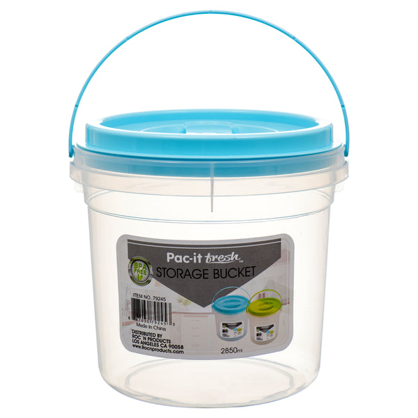 Plastic Storage Bucket W/ Lid 2850Ml Asst Clr (48 Pack)