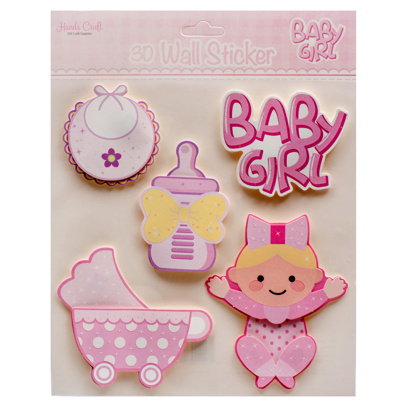 Angels Craft Wall Sticker Baby Shower Pink (12 Pack)