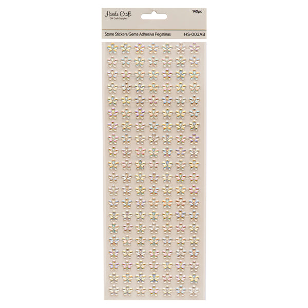 Angels Craft Stone Sticker Flower Clear 140 Ct (12 Pack)