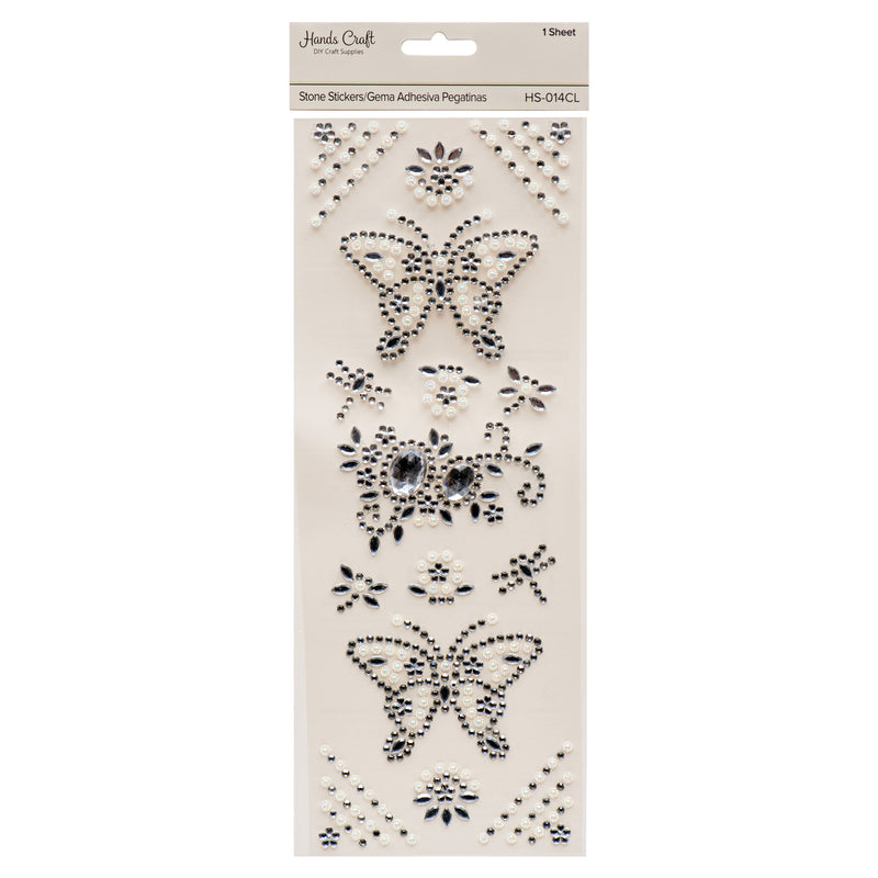 Angels Craft Stone Sticker Butterfly Clear (12 Pack)
