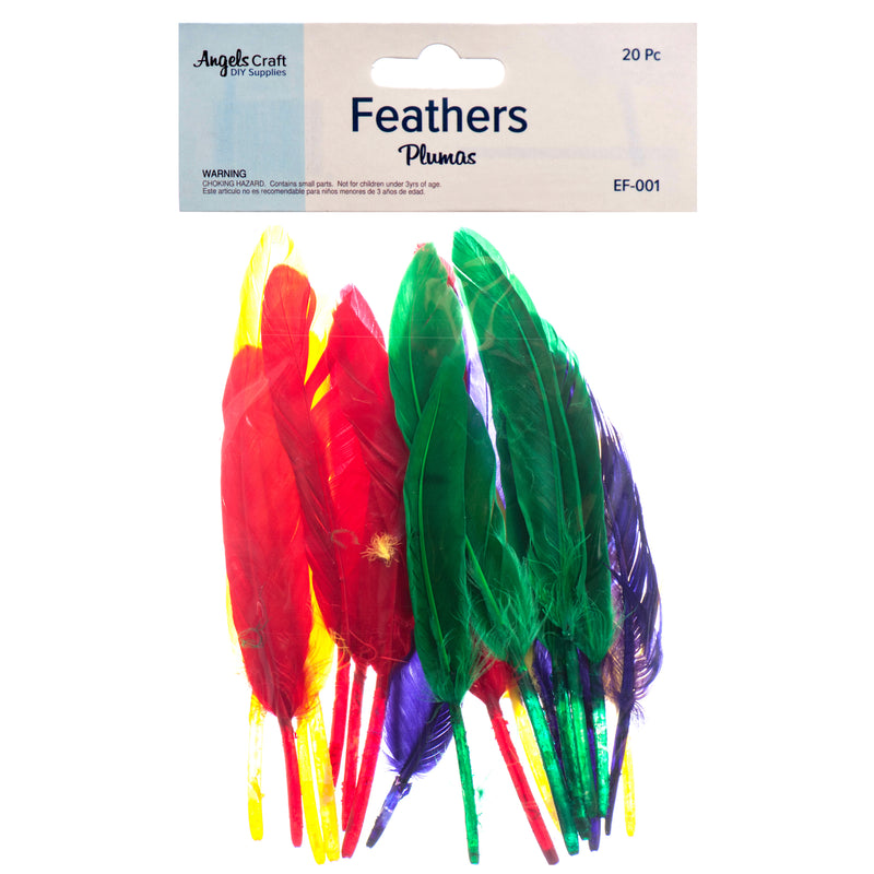 Angels Craft Feathers Asst Color (12 Pack)