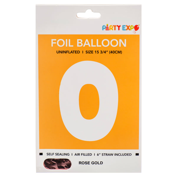 Foil Inflatable Balloon, #0, Rose Gold, 15.75" (10 Pack)