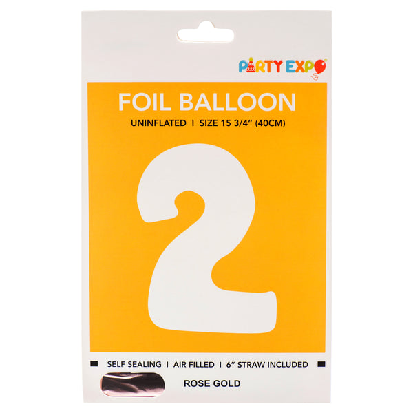 Foil Inflatable Balloon, #2, Rose Gold, 15.75" (10 Pack)