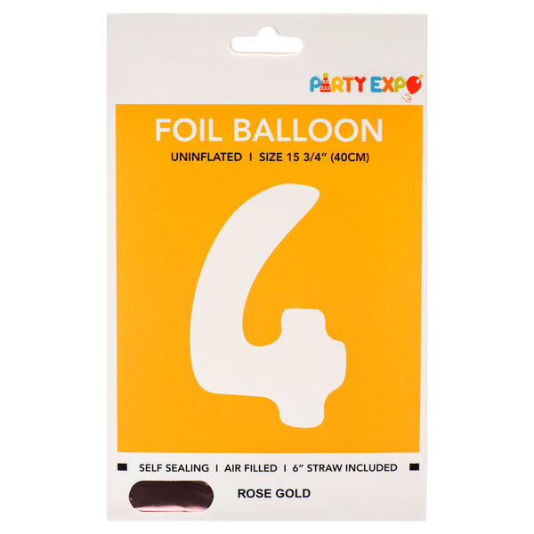 Foil Inflatable Balloon, #4, Rose Gold, 15.75" (10 Pack)