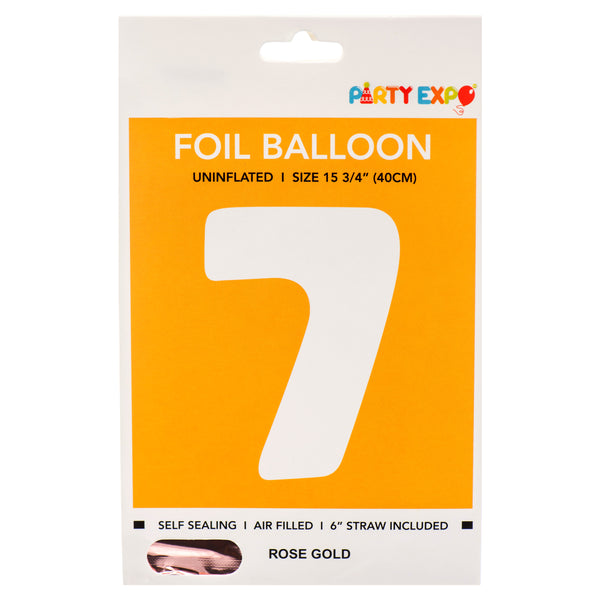 Foil Inflatable Balloon, #7, Rose Gold, 15.75" (10 Pack)