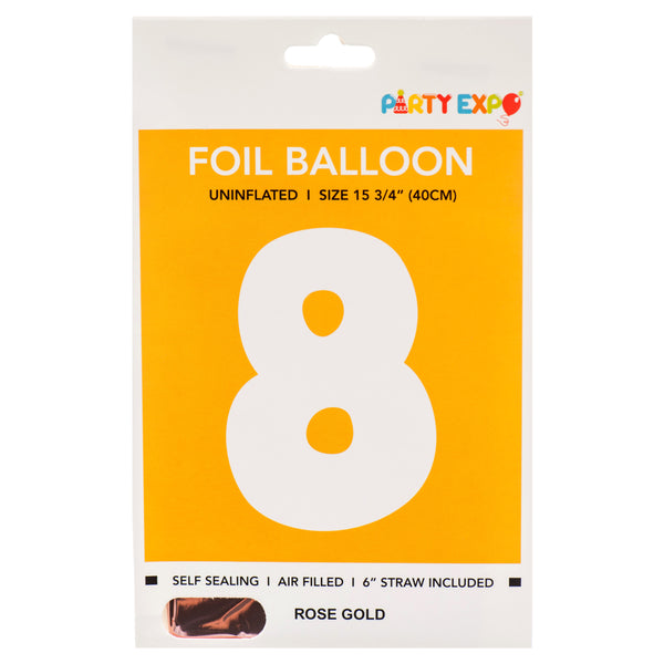 Foil Inflatable Balloon, #8, Rose Gold, 15.75" (10 Pack)