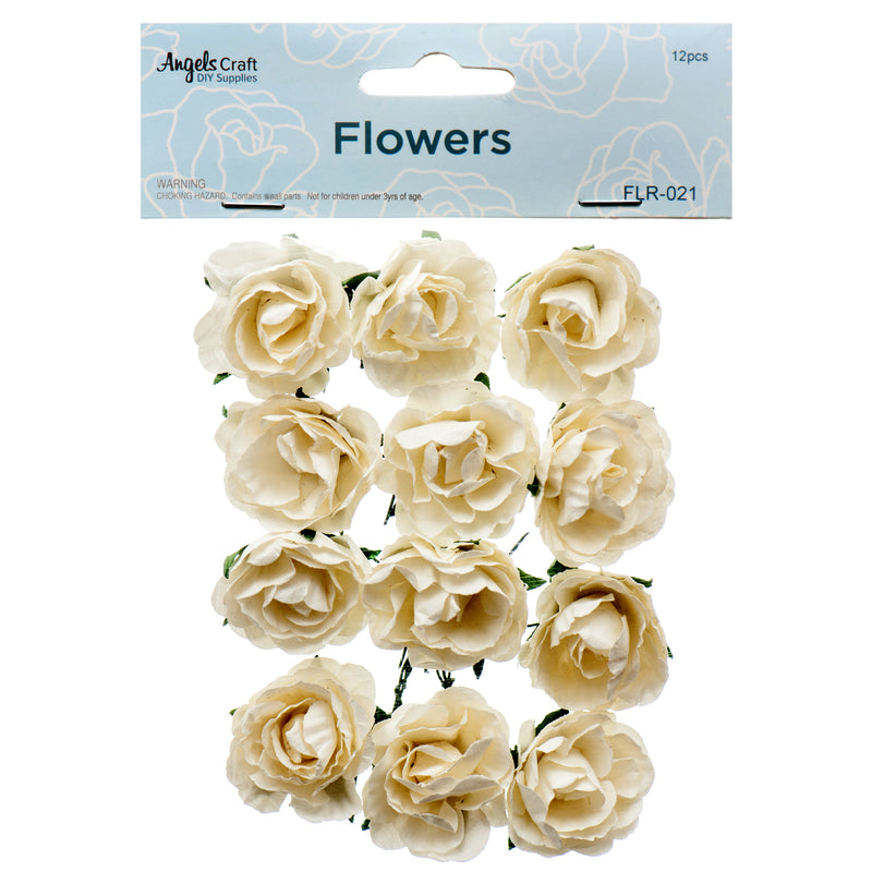 Craft Paper Flower 1.75" White (12 Pack)