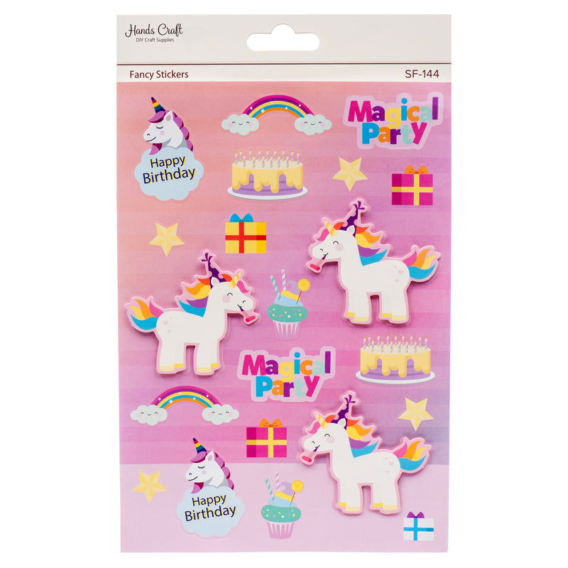 Craft 3D Sticker Happy Birthday Unicorn (12 Pack)