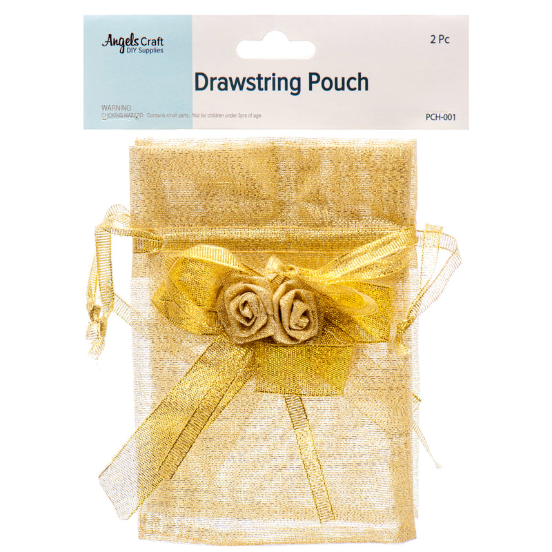 Craft Drawstring Pouch Gold (12 Pack)