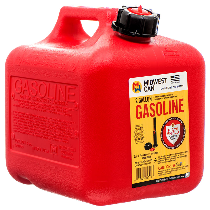 Plastic Gasoline Canister, 2 Gal (6 Pack)