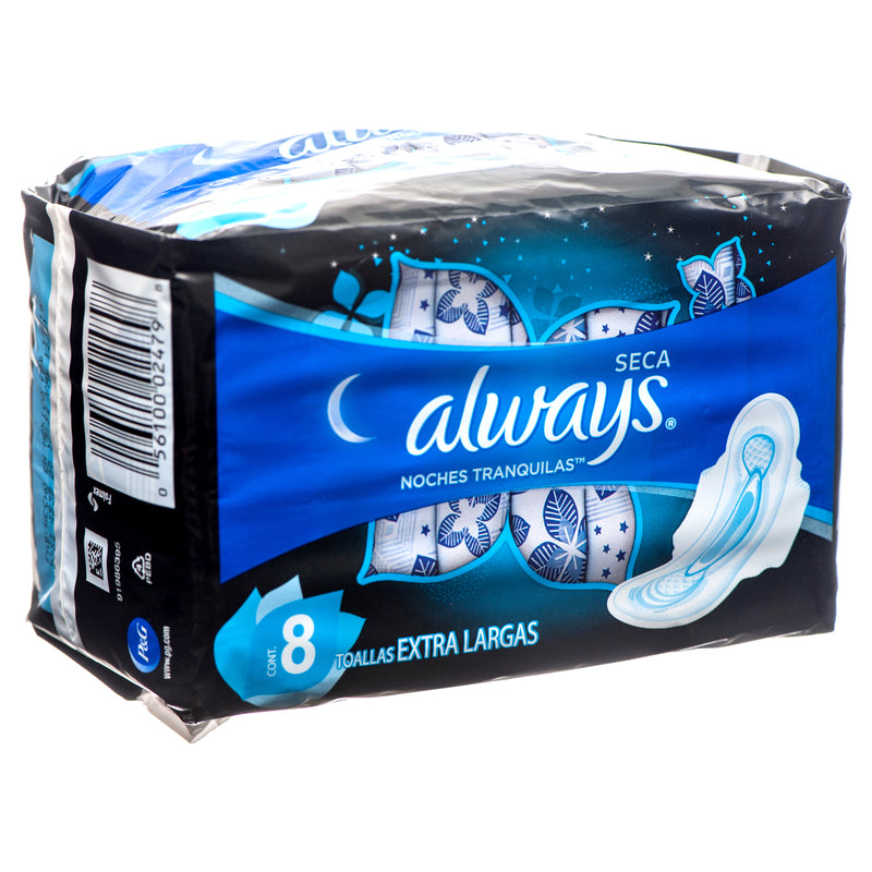 Always Night Time Maxi Pads, XL, 8 Count (12 Pack)