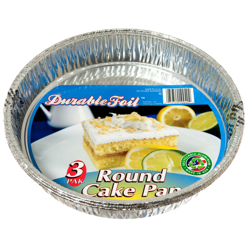 Durable Aluminum Round Cake Pan, 3 Count (12 Pack)