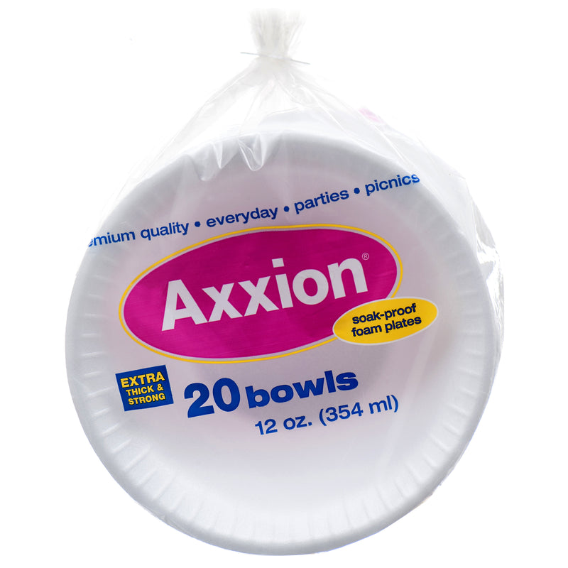 Axxiom Round Foam 6" Bowl, 12 oz, 20 Count (48 Pack)