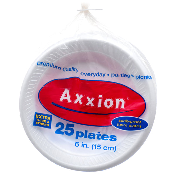 Axxiom Foam 6" Plate, 25 Count (20 Pack)