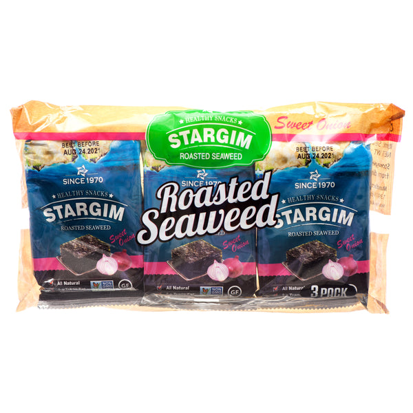 Stargim Conventional Seaweed Snacks, Sweet Onion, 3 Count (24 Pack)