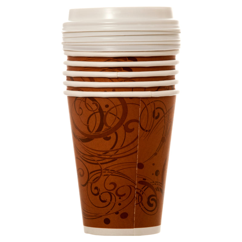 Paper Coffee Cup w/ Lid, 12 oz, 6 Count (48 Pack)