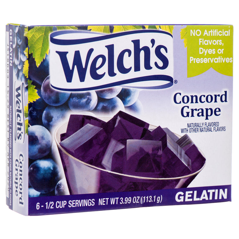 Welch's Gelatin Mix, Concord Grape, 3.9 oz (12 Pack)