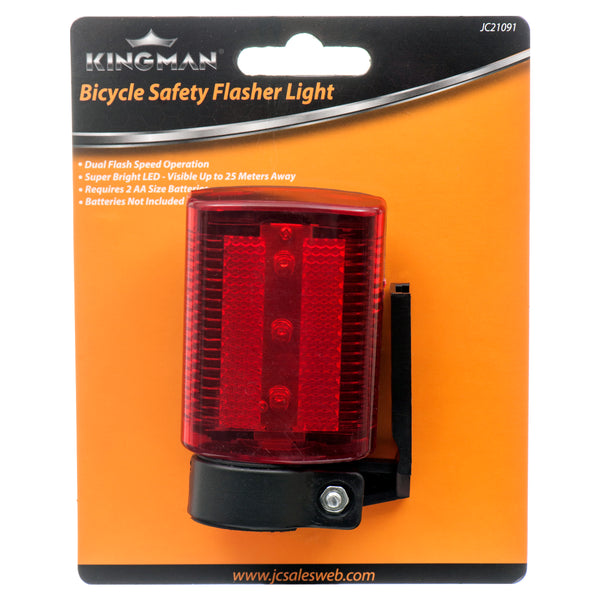 Kingman Bike Safety Flasher Light 3" 1Pc Red (24 Pack)