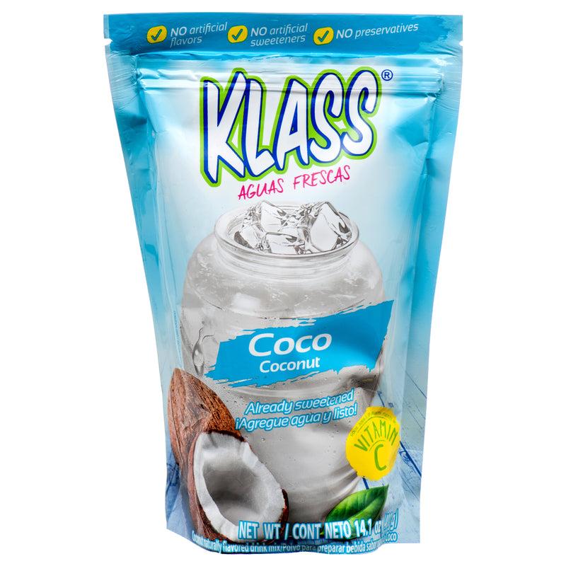 Klass Agua Fresca Mix, Coconut, 14 oz (18 Pack)