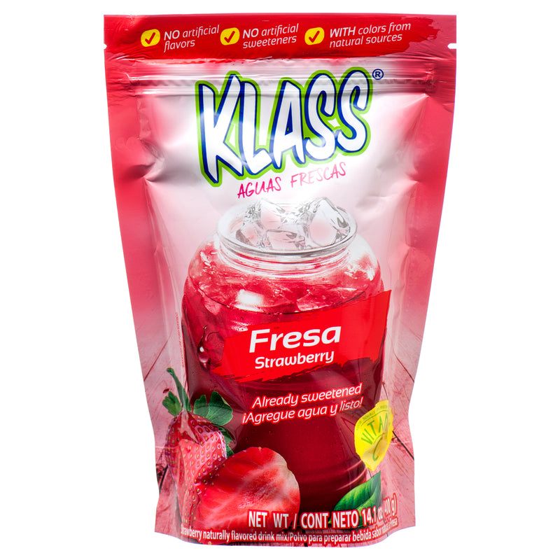 Klass Agua Fresca Mix, Strawberry, 14 oz (18 Pack)