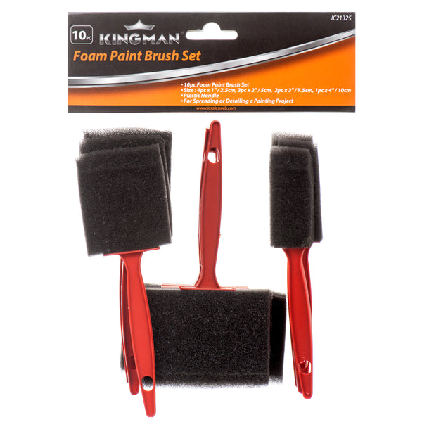 Kingman Paint Foam Brush Set 10Pc (24 Pack)