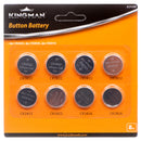 Kingman Button Battery Assortment, 8 Count (24 Pack)