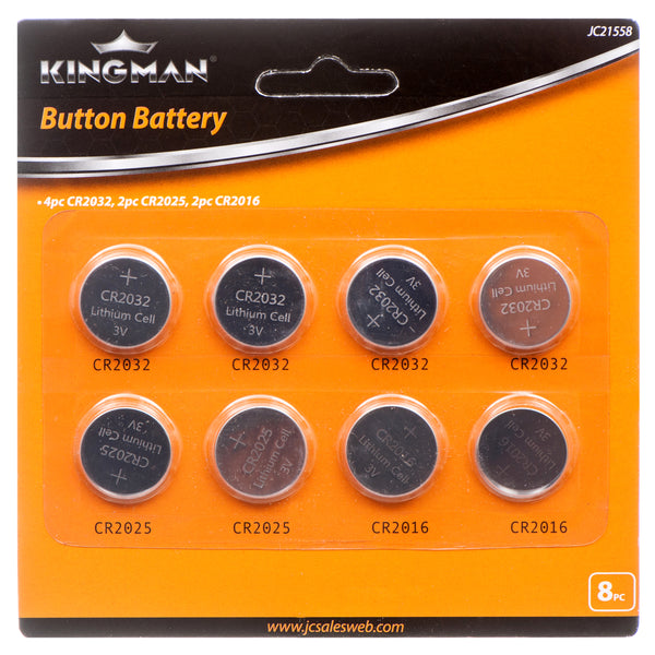 Kingman Button Battery Assortment, 8 Count (24 Pack)