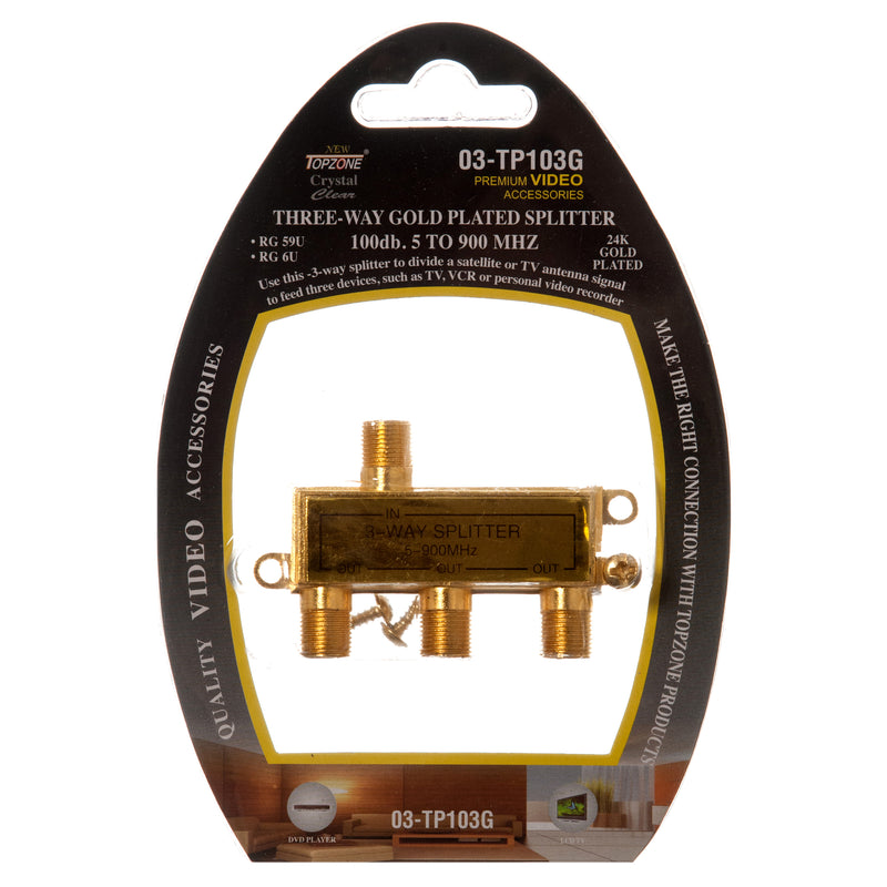Video Splitter 3 Way Gold Plated (12 Pack)