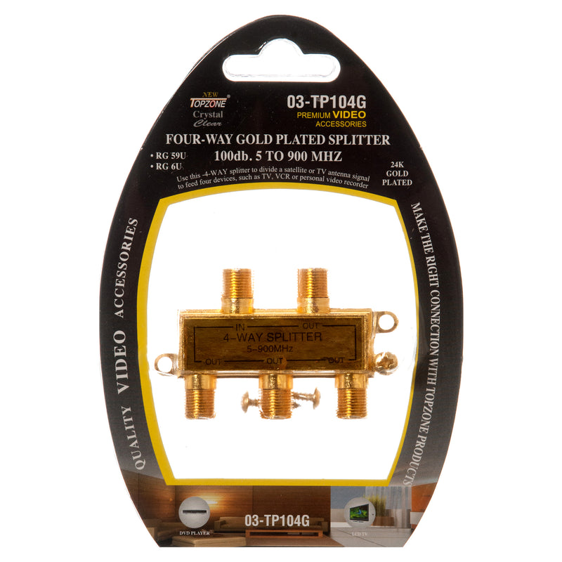 Video Splitter 4 Way Gold Plated (12 Pack)