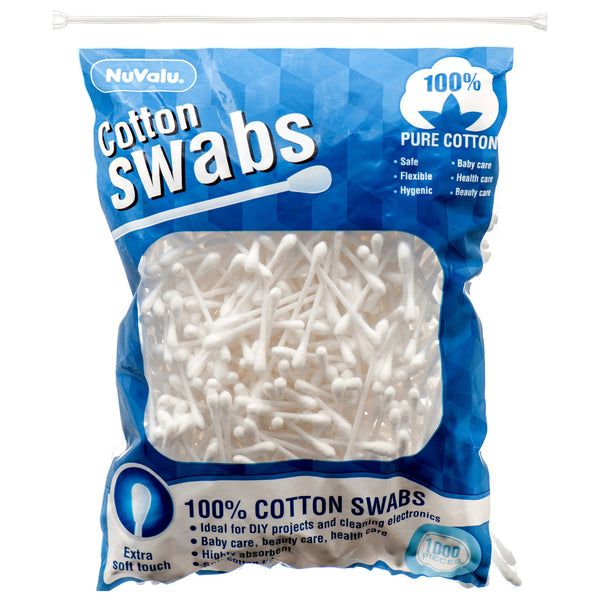 NuValu 100% Cotton Swabs, 1000 Count (36 Pack)