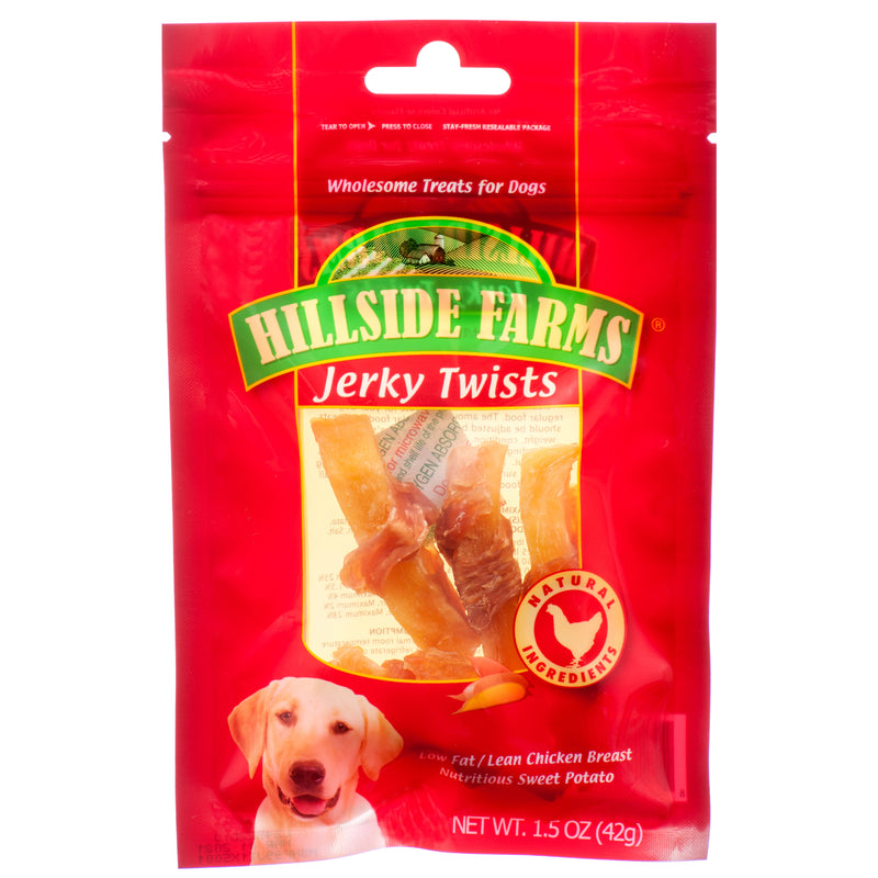 Hillside Farms Jerky Twist Dog Treats, Chicken & Sweet Potato, 1.5 oz (48 Pack)