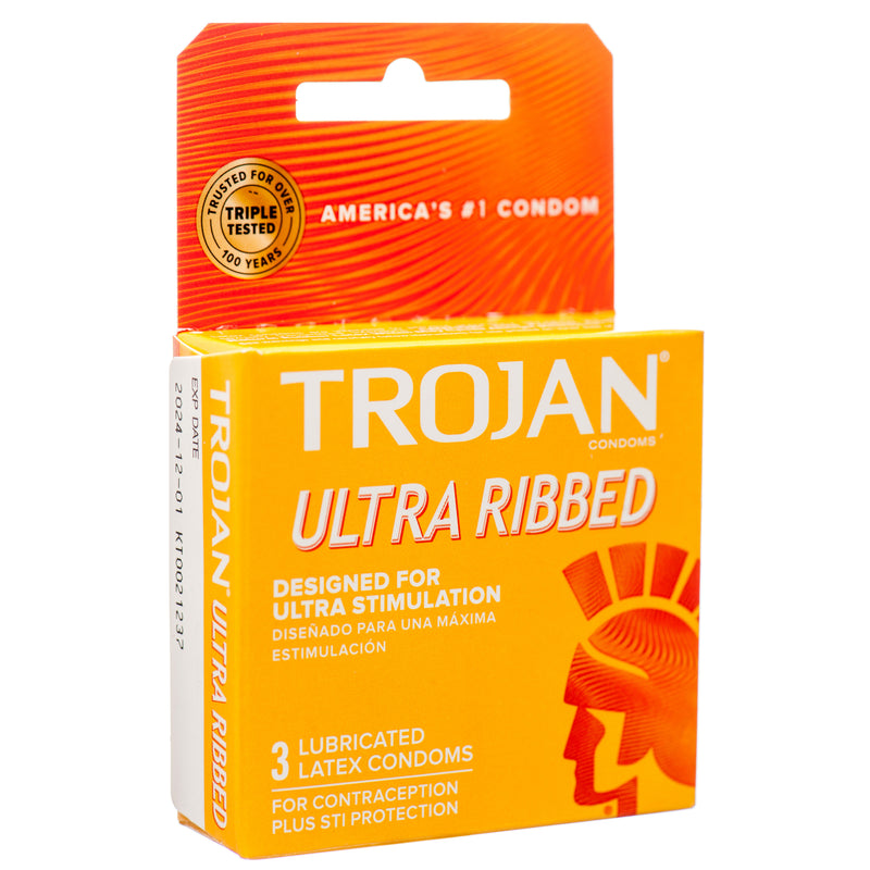 Condom Trojan Ultra Ribbed 3 Pk (6 Pack)