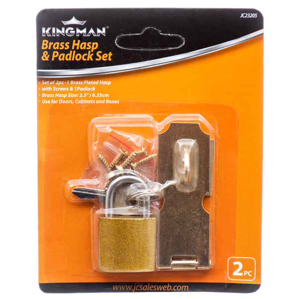 Kingman Brass Padlock 25Mm W/Hasp 2.5" (24 Pack)