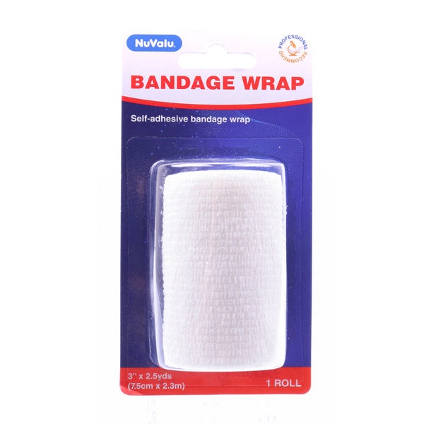 NuValu Cohesive Bandage, White, 3" x 7.5' (24 Pack)