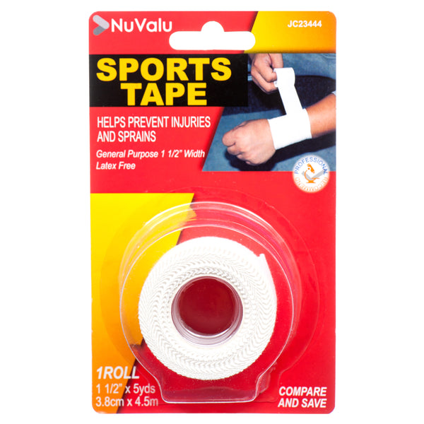 NuValu Sports Tape, White, 38mm x 14.7' (24 Pack)