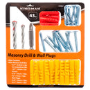 Kingman Masonry Drill & Wall Plugs 43Pcs (24 Pack)